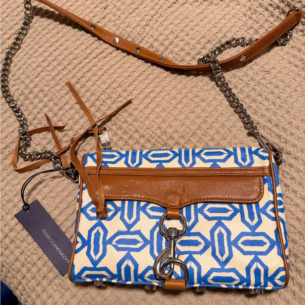 Rebecca Minkoff Geometric Blue and Tan Crossbody Bag